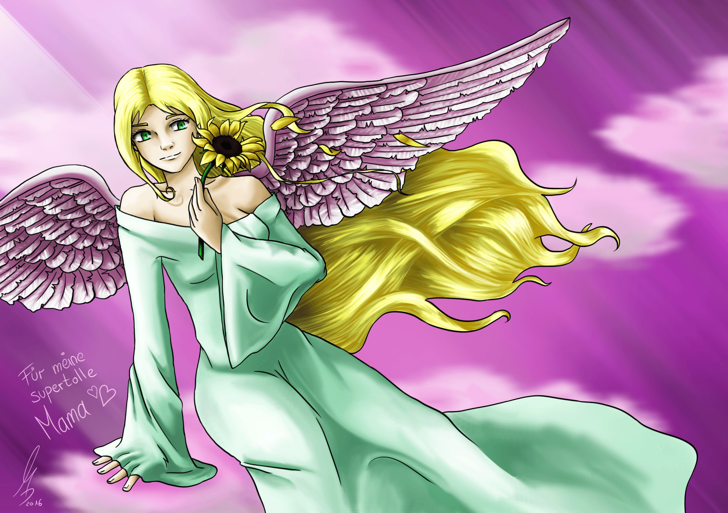 Engel-mit-Sonnenblume-by-kleinErdbeer